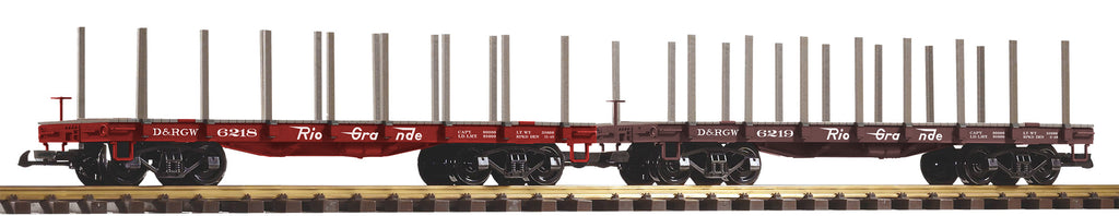 Piko 38797 G Scale D&RGW Flatcar with Stakes 2-Pack