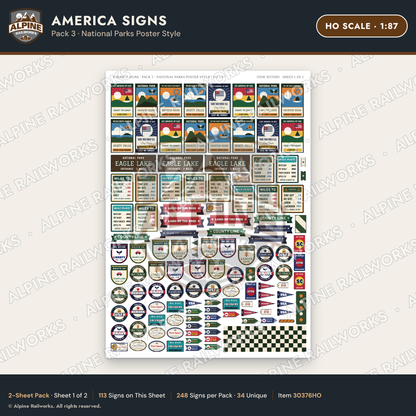 Alpine Railworks 30376HO HO Scale America Signs