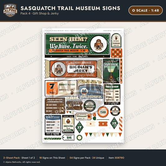 Alpine Railworks 30879O O Scale Roadside Signs - Bigfoot Museum