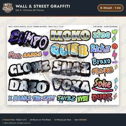 Alpine Railworks 30520G G Scale Wall & Street Graffiti Cut-Outs
