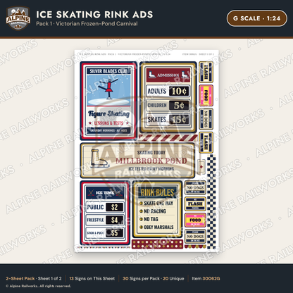 Alpine Railworks 30062G G Scale Ice Skating Rink Ads