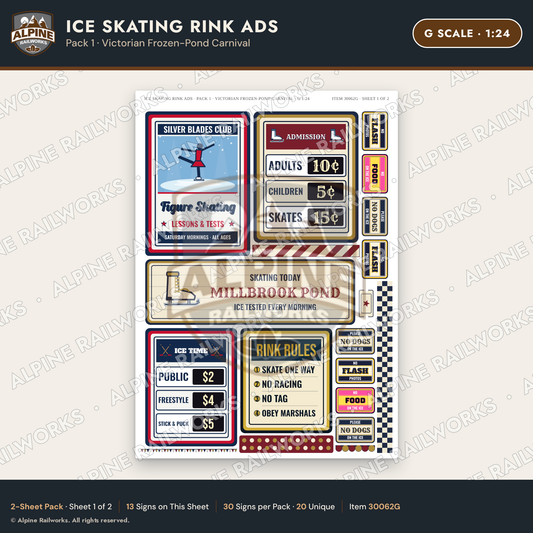Alpine Railworks 30062G G Scale Ice Skating Rink Ads