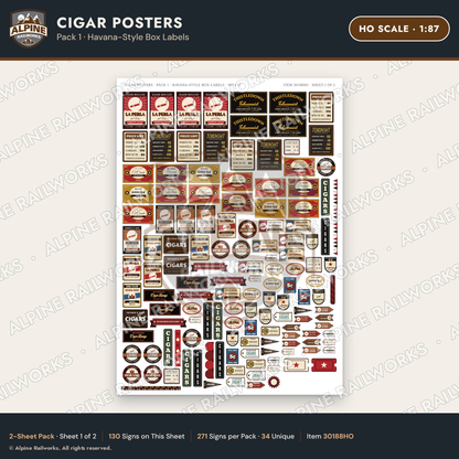 Alpine Railworks 30188HO HO Scale Cigar Posters