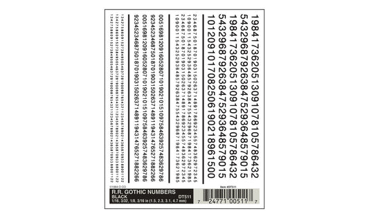 Woodland Scenics DT511 All Scale RR Gothic Numbers Black