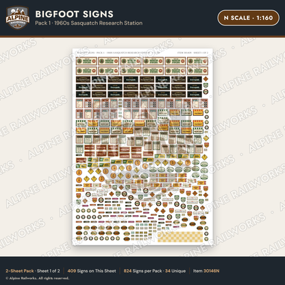 Alpine Railworks 30146N N Scale Bigfoot Signs