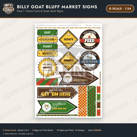 Alpine Railworks 30864G G Scale Roadside Signs - Goats on the Roof