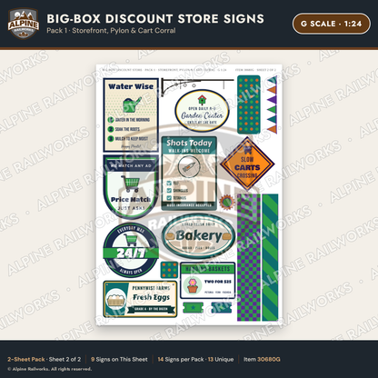Alpine Railworks 30680G G Scale Big-Box Discount Store Signs