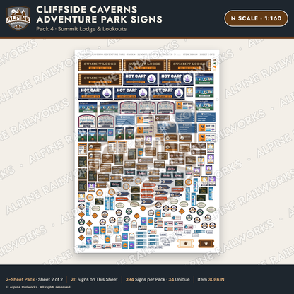 Alpine Railworks 30861N N Scale Roadside Signs - Cave Adventure Park