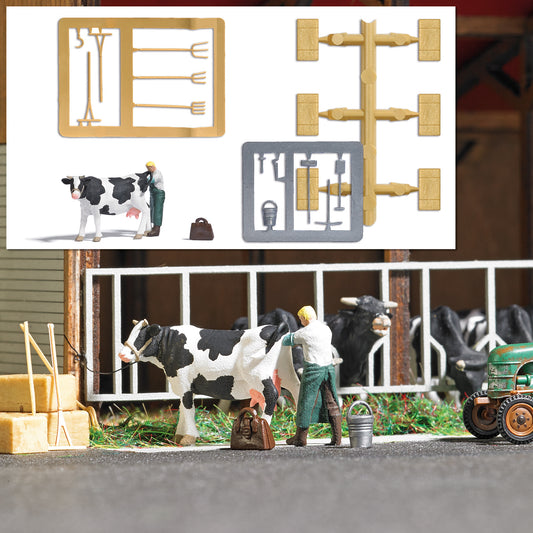 Busch 7930 HO Scale Inseminator with Cow Action Set