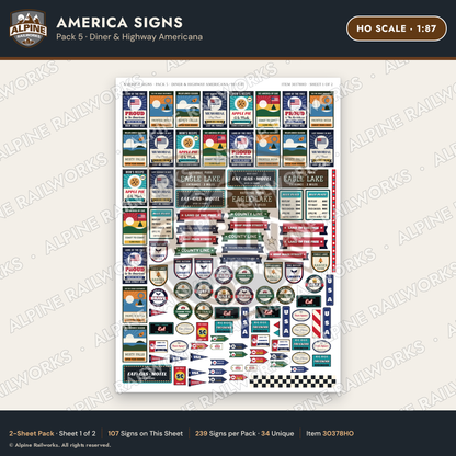 Alpine Railworks 30378HO HO Scale America Signs - Diner