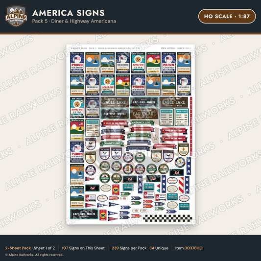 Alpine Railworks 30378HO HO Scale America Signs - Diner