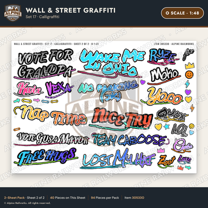 Alpine Railworks 30533O O Scale Wall & Street Graffiti Cut-Outs
