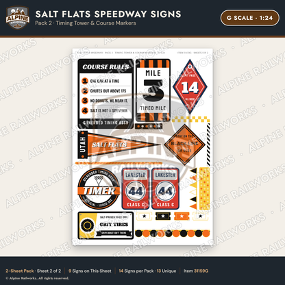 Alpine Railworks 31159G G Scale Racing Signs - Salt Flats Speedway