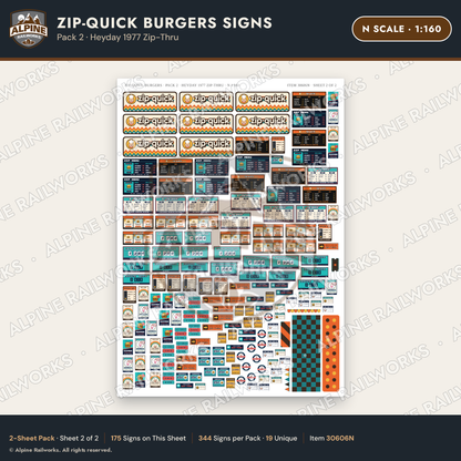 Alpine Railworks 30606N N Scale Fast Food Signs - Burger Stand