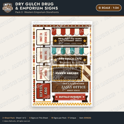 Alpine Railworks 30562G G Scale Roadside Signs - Western Drug Store