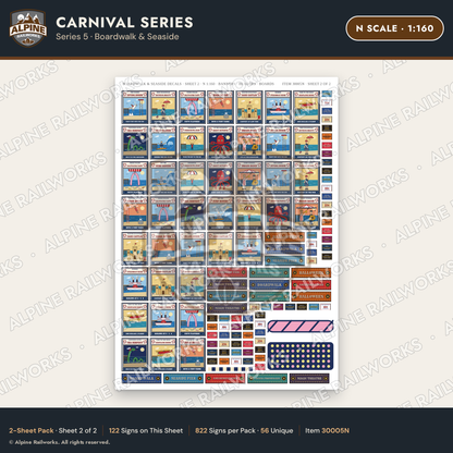 Alpine Railworks 30005N N Scale Carnival Signs - Boardwalk & Seaside