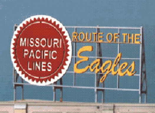 Blair Line 1530 All Scale Laser-Cut Wood Billboards - Small for Z, N & HO -- Missouri Pacific Lines "Route Of The Eagles" 2.50" Wide x 1.50" Tall
