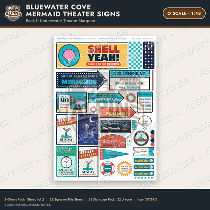 Alpine Railworks 30798O O Scale Roadside Signs - Mermaid Show
