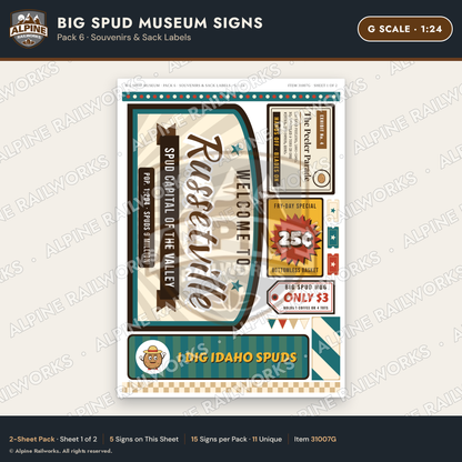 Alpine Railworks 31007G G Scale Roadside Signs - Potato Museum