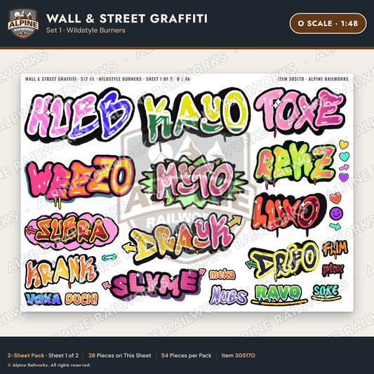 Alpine Railworks 30517O O Scale Wall & Street Graffiti Cut-Outs