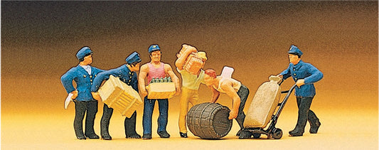 Preiser 10016 HO Scale Delivery Men with Loads Figures (6)