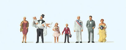 Preiser 10790 HO Scale Wedding Couple with Guests pkg(8)