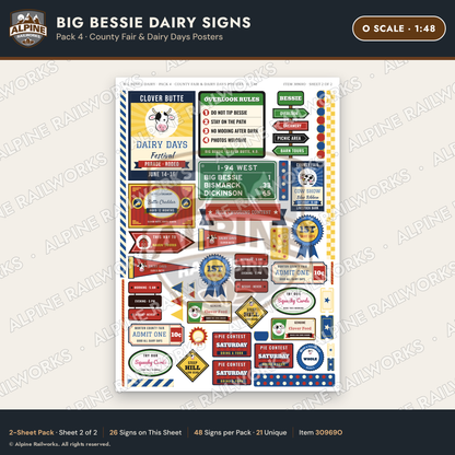 Alpine Railworks 30969O O Scale Roadside Signs - Giant Cow Dairy