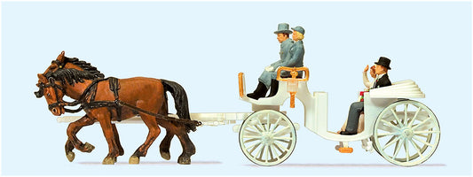 Preiser 30496 HO Scale Horse-Drawn Open Wedding Coach