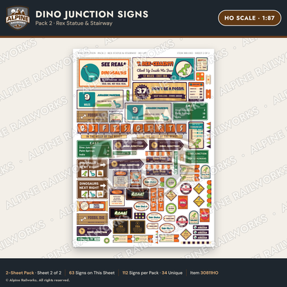 Alpine Railworks 30811HO HO Scale Roadside Signs - Giant Dinosaurs