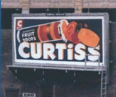 Blair Line 1435 N Scale Laser-Cut Wood Billboards (1 Billboard Frame, Lamp Shades & Two Signs) -- Wall, 1930s-Present