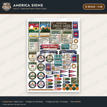 Alpine Railworks 30376O O Scale America Signs