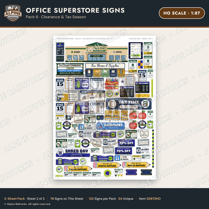 Alpine Railworks 30673HO HO Scale Office Superstore Signs - Clearance