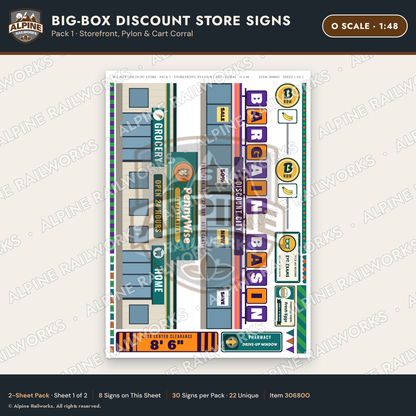 Alpine Railworks 30680O O Scale Big-Box Discount Store Signs