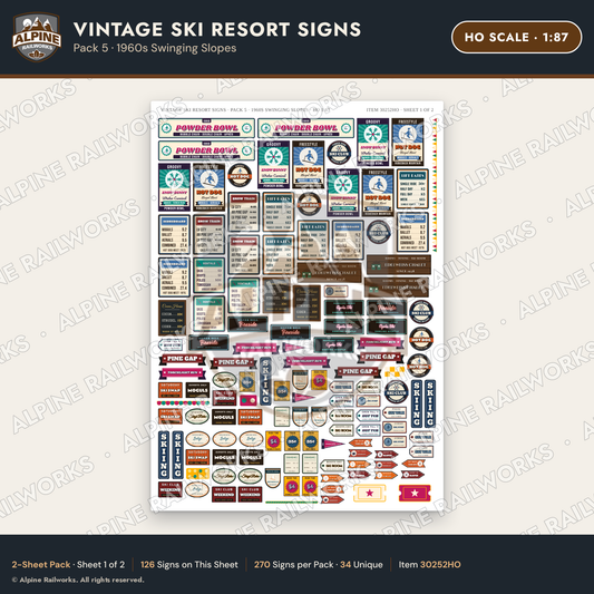 Alpine Railworks 30252HO HO Scale Vintage Ski Resort Signs