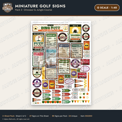Alpine Railworks 30220O O Scale Miniature Golf Signs - Dinosaur