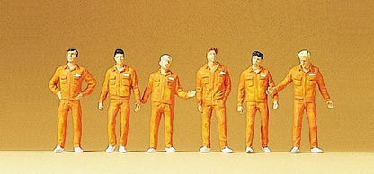 Preiser 10373 HO Scale People Working Mechanics In Coveralls pkg(6)