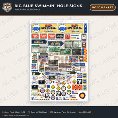 Alpine Railworks 30958HO HO Scale Roadside Signs - Blue Whale