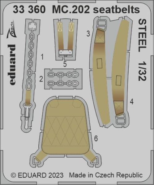 Eduard 33360 1/32 Aircraft- MC202 Seatbelts Steel for ITA (Painted)