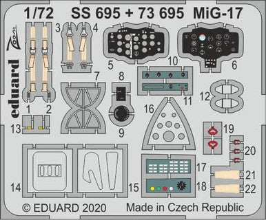 Eduard SS695 1/72 MiG-17 for Airfix Photo Etch Detail Set