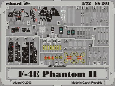 Eduard SS201 1/72 F-4E Phantom II Photo Etch Interior Detail Set