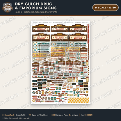 Alpine Railworks 30562N N Scale Roadside Signs - Western Drug Store