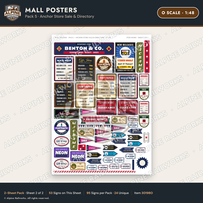 Alpine Railworks 30198O O Scale Mall Posters - Anchor Store Sale