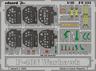 Eduard FE233 1/48 P-40N for Eduard Photo Etch Detail Set