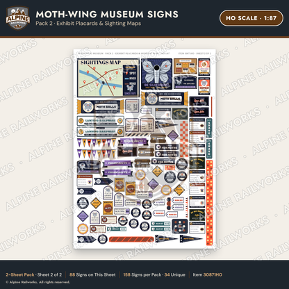 Alpine Railworks 30871HO HO Scale Roadside Signs - Mothman Museum