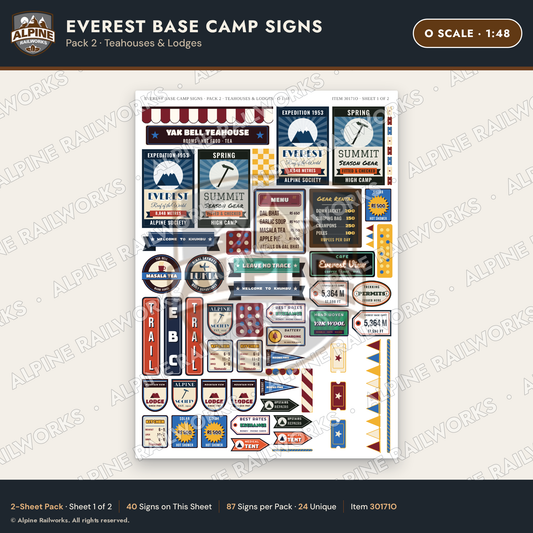 Alpine Railworks 30171O O Scale Everest Base Camp Signs - Teahouses