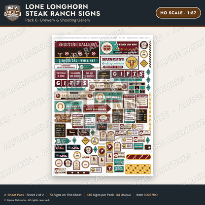 Alpine Railworks 30767HO HO Scale Roadside Signs - Big Steakhouse
