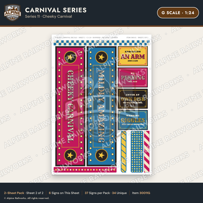 Alpine Railworks 30011G G Scale Carnival Signs - Cheeky Carnival