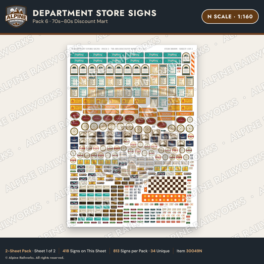 Alpine Railworks 30049N N Scale Department Store Signs