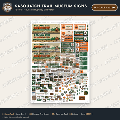 Alpine Railworks 30881N N Scale Roadside Signs - Bigfoot Museum