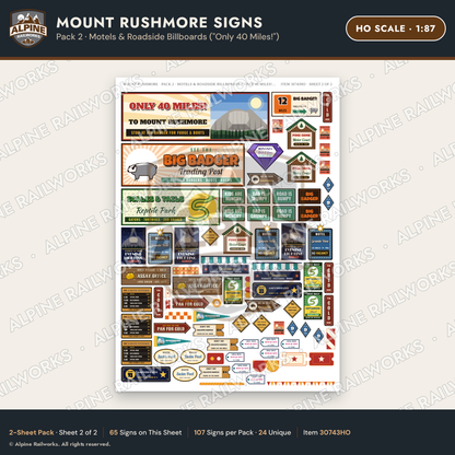 Alpine Railworks 30743HO HO Scale Tourist Signs - Mount Rushmore